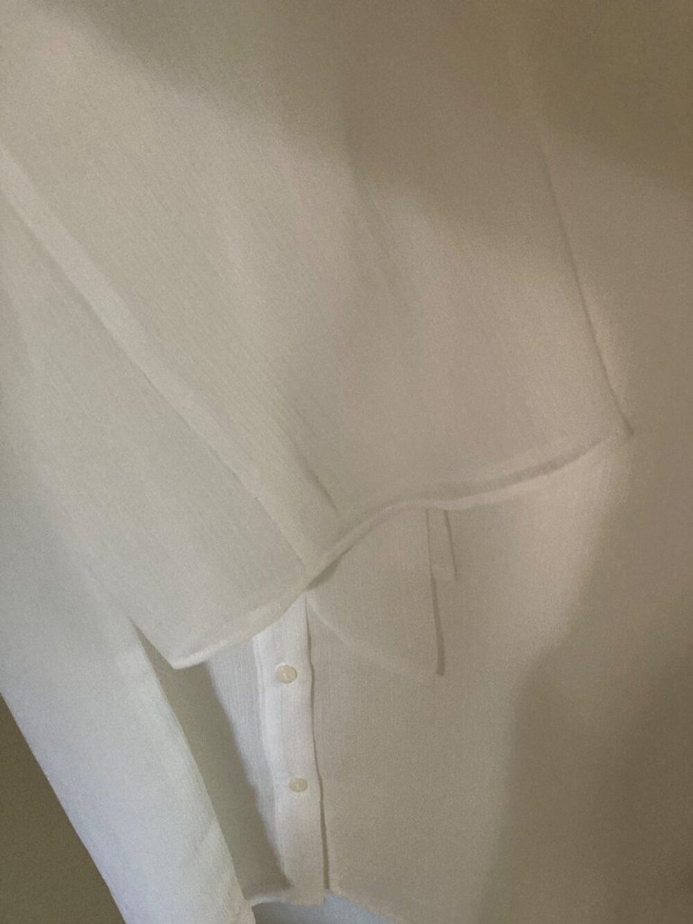 Calvin Klein White Front Tie Neck Blouse White Wide Open End Long Large Sleeve - Picture 3 of 7